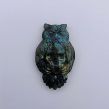 Load image into Gallery viewer, Labradorite Owl Skull Carving - Small