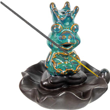Load image into Gallery viewer, Ceramic Backflow Incense Burner - Meditating Frog Green