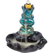 Load image into Gallery viewer, Ceramic Backflow Incense Burner - Meditating Frog Green