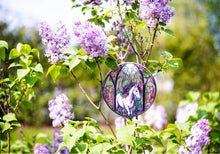 Load image into Gallery viewer, Glass Suncatcher 6in - Mythical Unicorn
