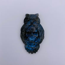 Load image into Gallery viewer, Labradorite Owl Skull Carving - Small
