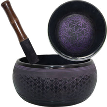 Load image into Gallery viewer, 8in Singing Bowl - Flower of Life (Purple)
