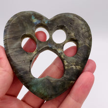Load and play video in Gallery viewer, Labradorite Paw Print Heart
