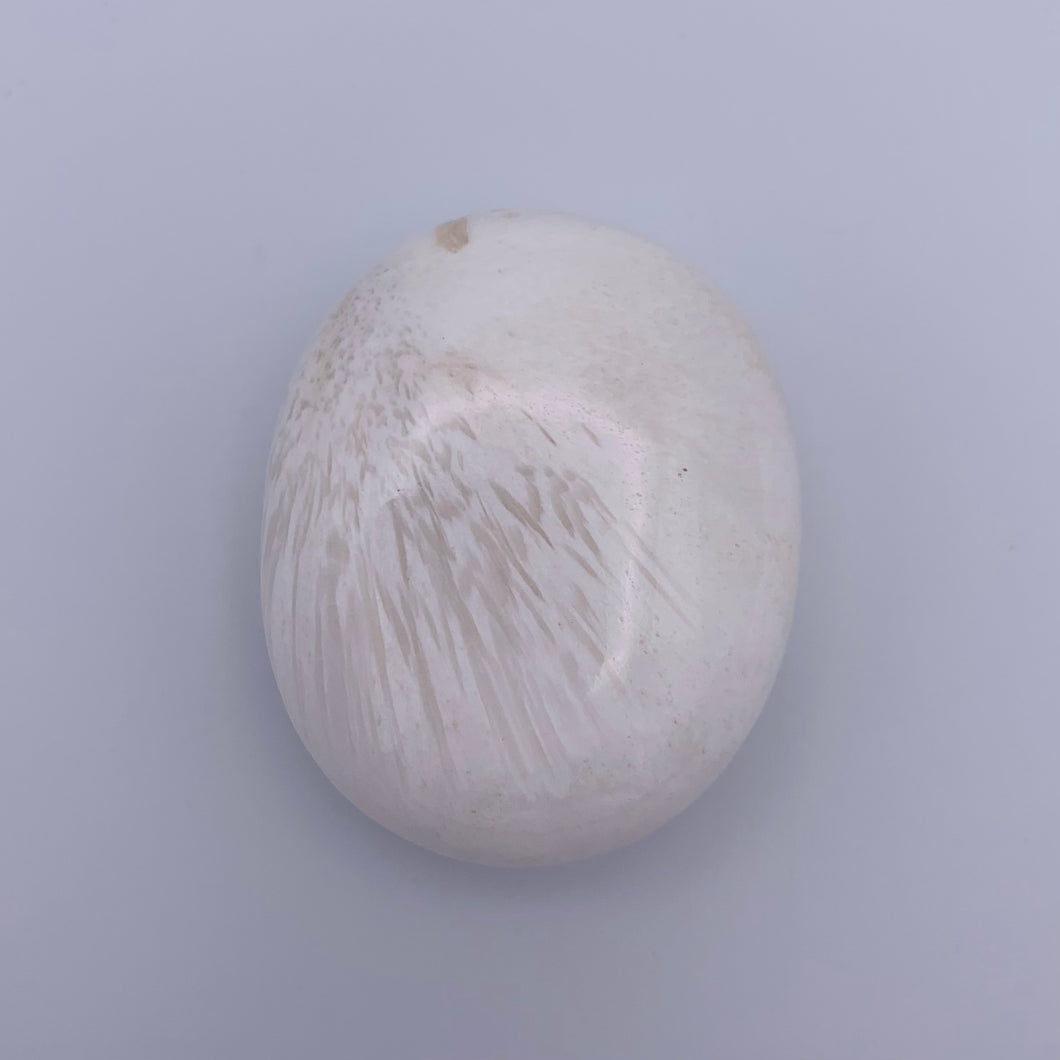 Scolecite Heart + Palm Stone