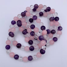 Load image into Gallery viewer, Amethyst, Clear &amp; Rose Quartz Bracelet
