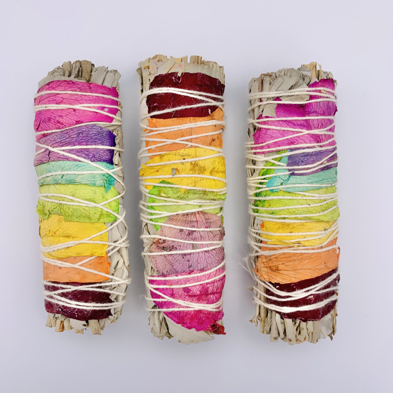 Rainbow Rose Petal White Sage